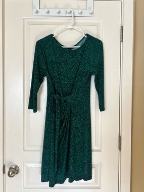 ann taylor emerald green dress Ann Taylor Emerald Green Stretch Long Sleeve Dress Size 12 Petite